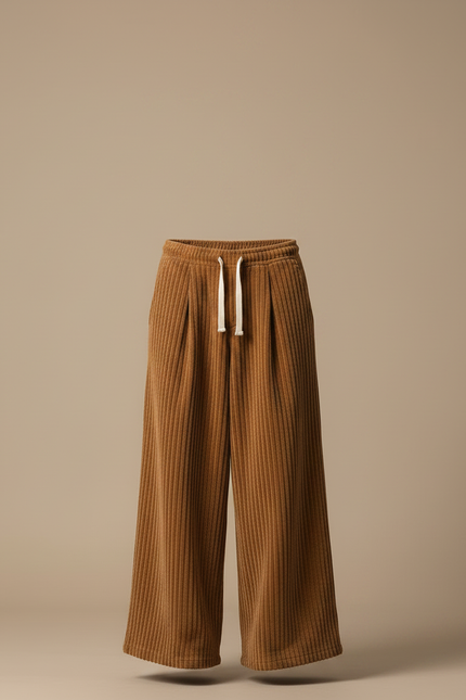 Pantalon Patte D'Éléphant Côtelé Marron Ample Décontracté Homme - Cordé - vue 3