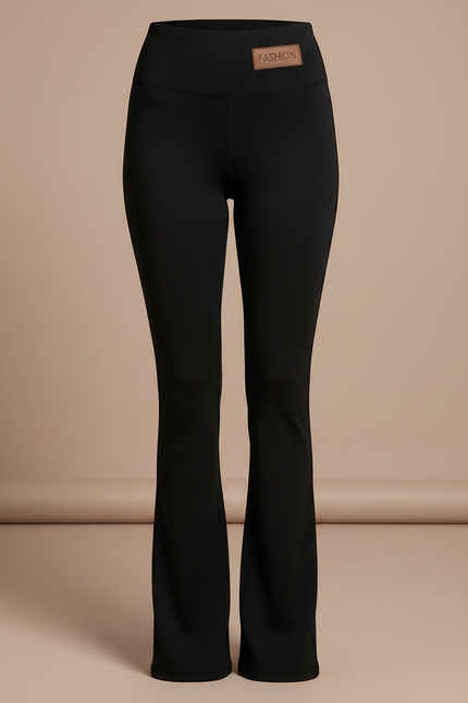 Pantalon Patte D'Éléphant Noir Taille Haute Évasé Confortable - Maille - vue 3