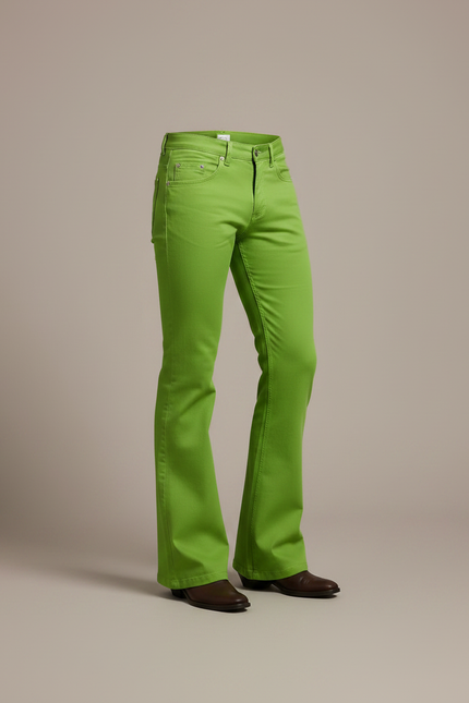 Pantalon Patte D'Éléphant Vert Vif Homme Évasé Décontracté - Coton - vue 3