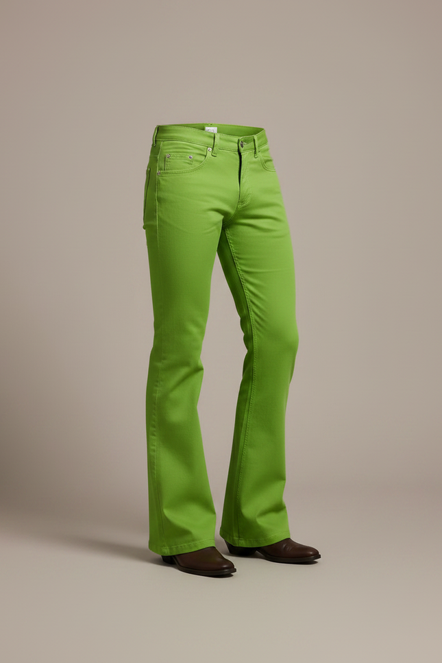 Pantalon Patte D'Éléphant Vert Vif Homme Évasé Décontracté - Coton - vue 3