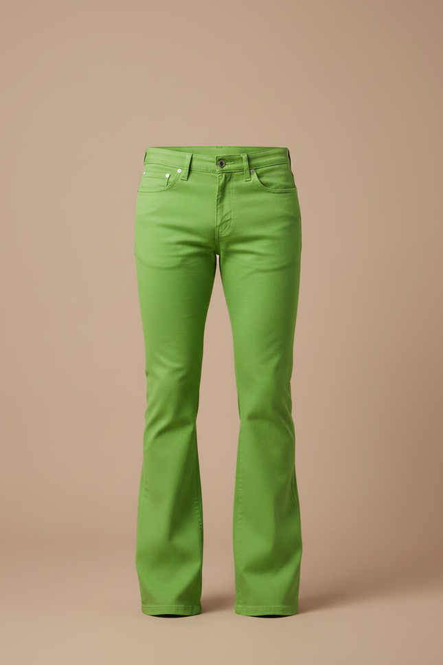 Pantalon Patte D'éléphant Homme Disco - Vert Jean - vue 3