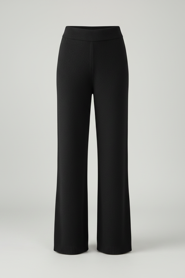 Pantalon Patte D'Éléphant Noir Tricoté Ample Confortable Hiver - Maille - vue 3