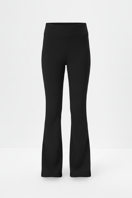 Pantalon Patte D'Éléphant Noir Taille Haute Confortable Stretch Fille - Maille - vue 3