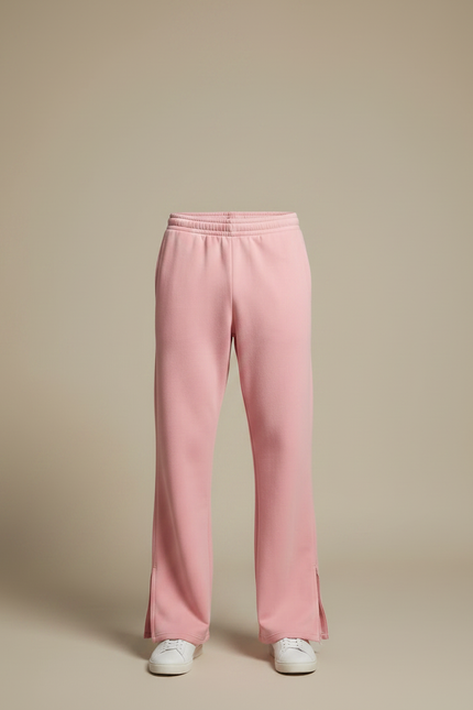 Pantalon Patte D'Éléphant Rose Ample Évasé Zippé Brodé - Molleton - vue 3