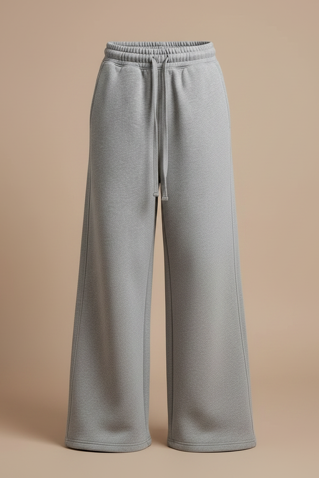 Pantalon Patte D'Éléphant Gris Ample Molleton Décontracté Cordon - vue 3