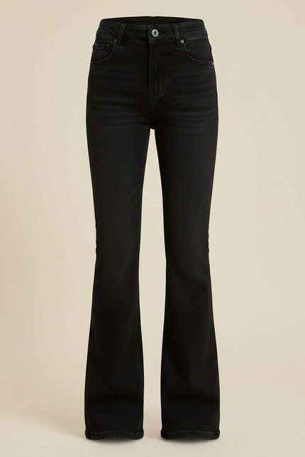 Pantalon Patte D'Éléphant Noir Jean Évasé Décontracté Fille - vue 3