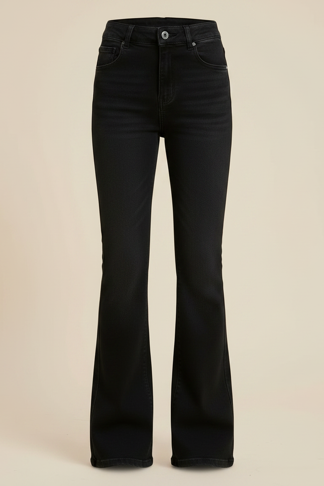 Pantalon Patte D'Éléphant Noir Jean Évasé Décontracté Fille - vue 3