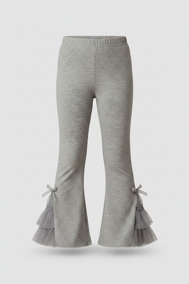 Pantalon Patte D'Éléphant Gris Nœuds Tulle Fille - Maille - vue 3