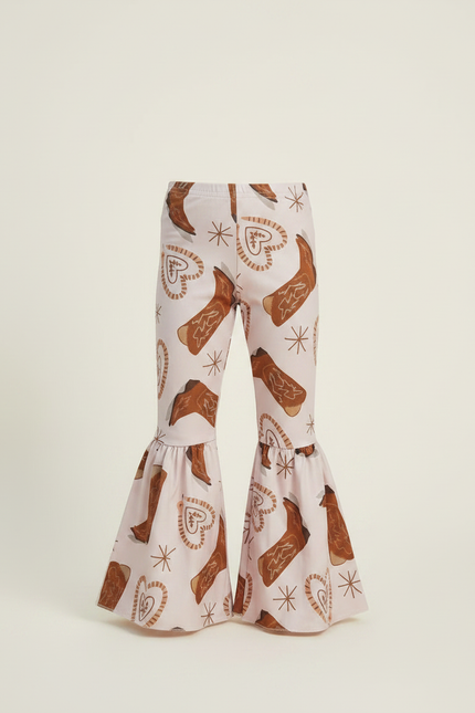Pantalon Patte D'Éléphant Rose Imprimé Bottes Western Fille - Maille - vue 3