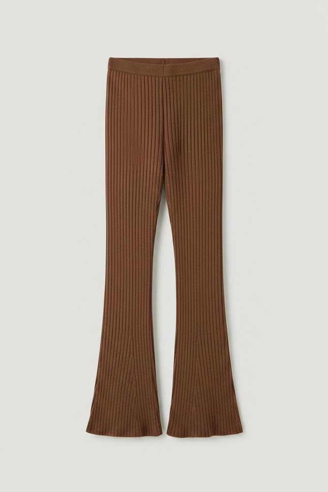 Pantalon Patte D'Éléphant Côtelé Marron Évasé Enfant Confortable - Maille - vue 3