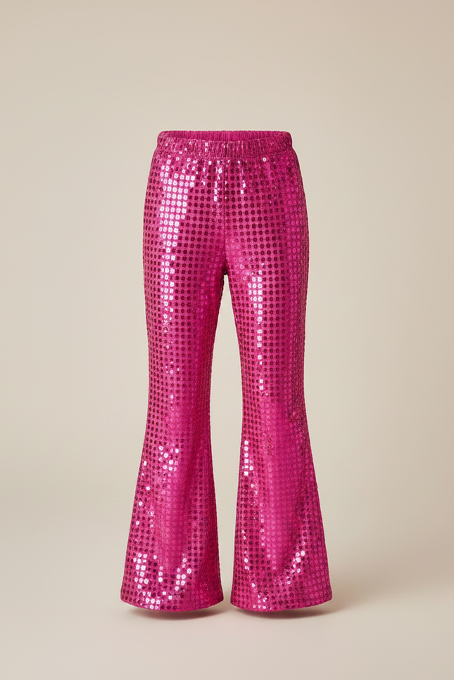 Pantalon Patte D'Éléphant Rose Pailleté Évasé Enfant - Polyester - vue 3