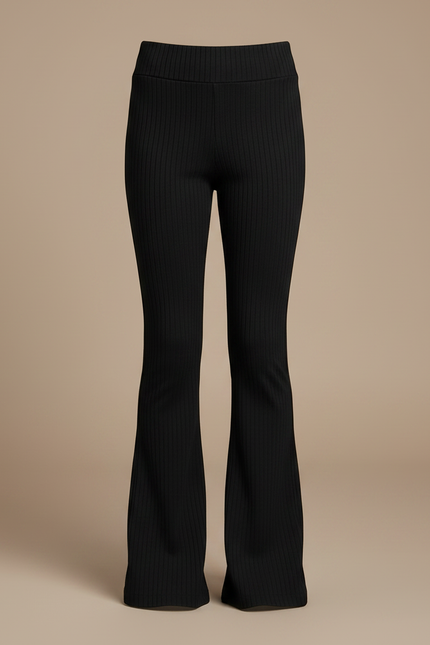 Pantalon Patte D'Éléphant Noir Côtelé Évasé Confortable - Maille - vue 3
