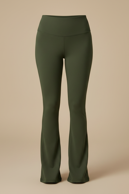 Pantalon Patte D'Éléphant Vert Kaki Taille Haute Confortable - Polyester - vue 3