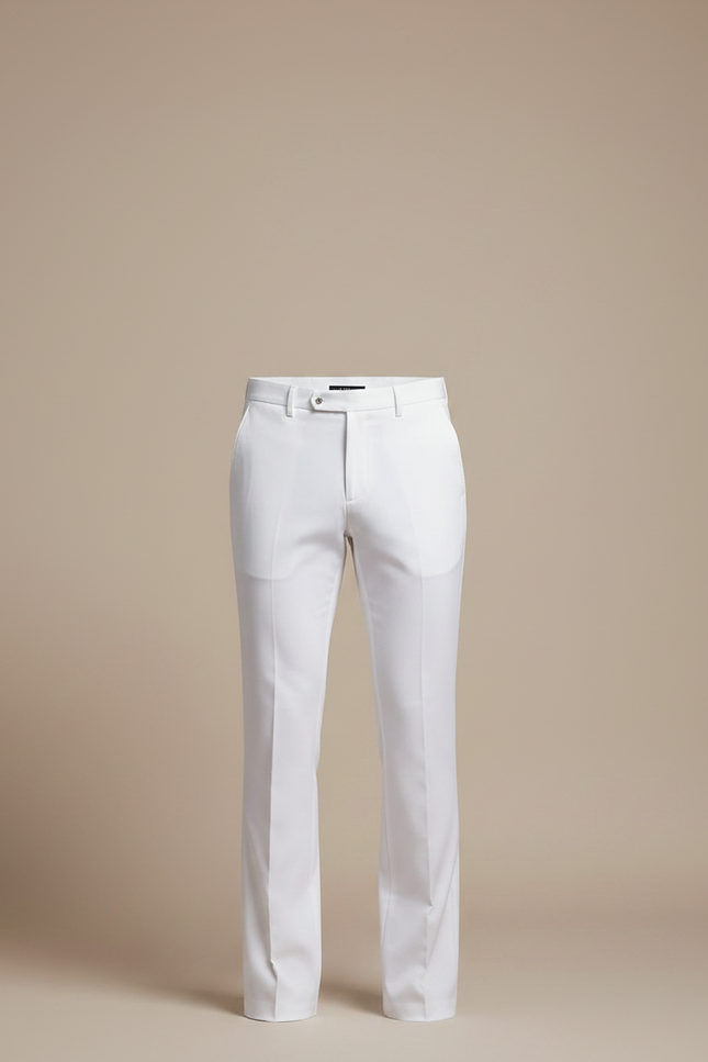 Pantalon Patte D'Éléphant Blanc Homme Élégant Ajusté Classique - Gabardine - vue 3