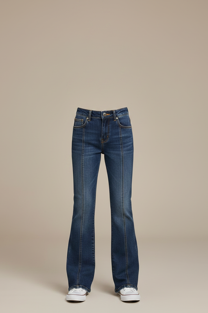 Pantalon Patte D'Éléphant Denim Bleu Enfant Coupe Évasée - Jean - vue 3
