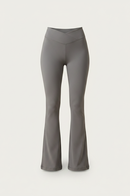 Pantalon Patte D'Éléphant Gris Taille Haute V-shaped Yoga - Polyester - vue 3