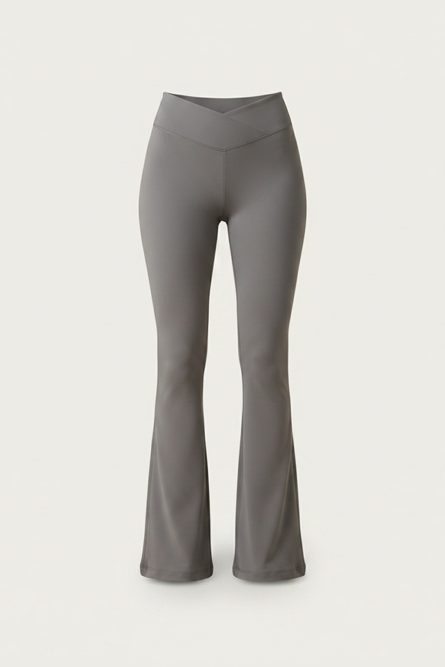 Pantalon Patte D'Éléphant Gris Taille Haute V-shaped Yoga - Polyester - vue 3