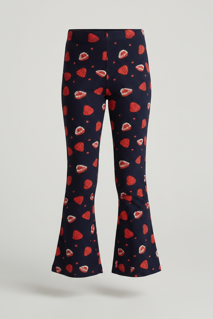 Pantalon Patte D'Éléphant Imprimé Fraises Velours Côtelé Fille - Cordé - vue 3