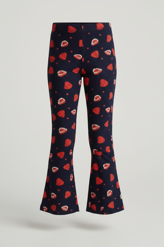 Pantalon Patte D'Éléphant Imprimé Fraises Velours Côtelé Fille - Cordé - vue 3
