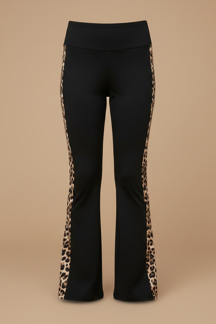 Pantalon Patte D'Éléphant Noir Imprimé Léopard Fille Sport Chic - Polyester - vue 3