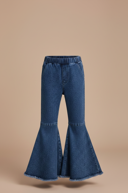 Pantalon Patte D'Éléphant Bleu Denim Évasé Enfant Fille - Jean - vue 3