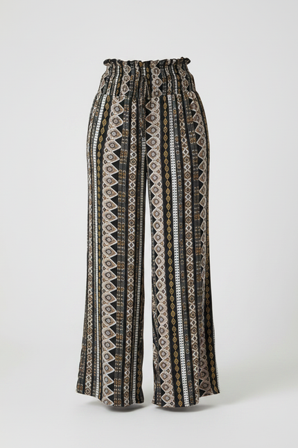 Pantalon Patte D'Éléphant Imprimé Ethnique Fluide Ample Bohème - Viscose - vue 3