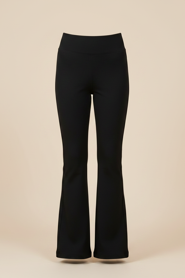 Pantalon Patte D'Éléphant Noir Taille Haute Modal Évasé - Maille - vue 3