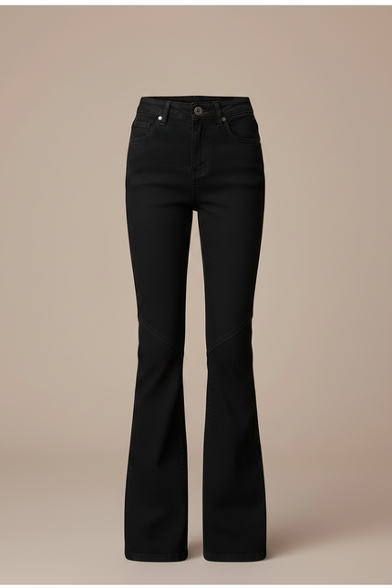Pantalon Patte D'Éléphant Noir Denim Évasé Taille Haute - Jean - vue 3