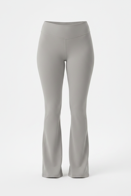 Pantalon Patte D'Éléphant Gris Clair Taille Haute Évasé Yoga - Polyester - vue 3