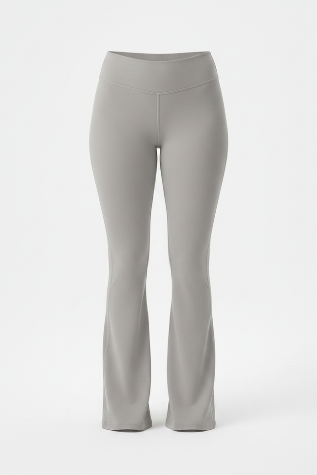 Pantalon Patte D'Éléphant Gris Clair Taille Haute Évasé Yoga - Polyester - vue 3