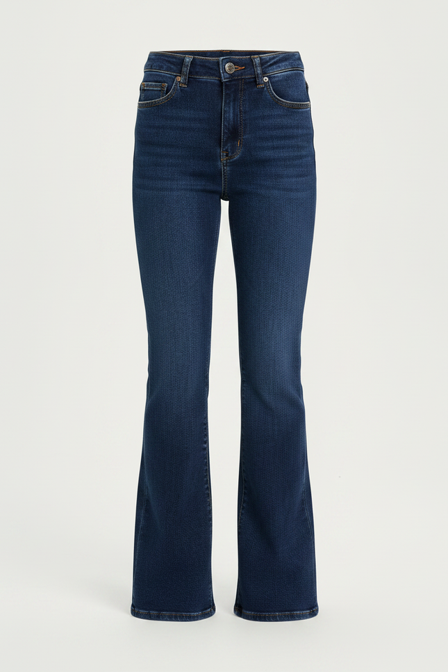 Pantalon Patte D'Éléphant Bleu Denim Taille Haute Évasé - Marine Jean - vue 3