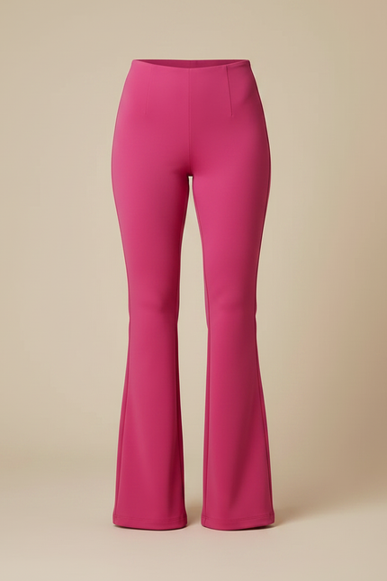 Pantalon Patte D'Éléphant Fuchsia Taille Haute Évasé Fluide - Rose Polyester - vue 3