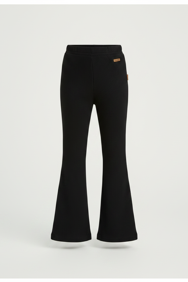 Pantalon Patte D'Éléphant Noir Côtelé Évasé Enfant Décontracté - Maille - vue 3
