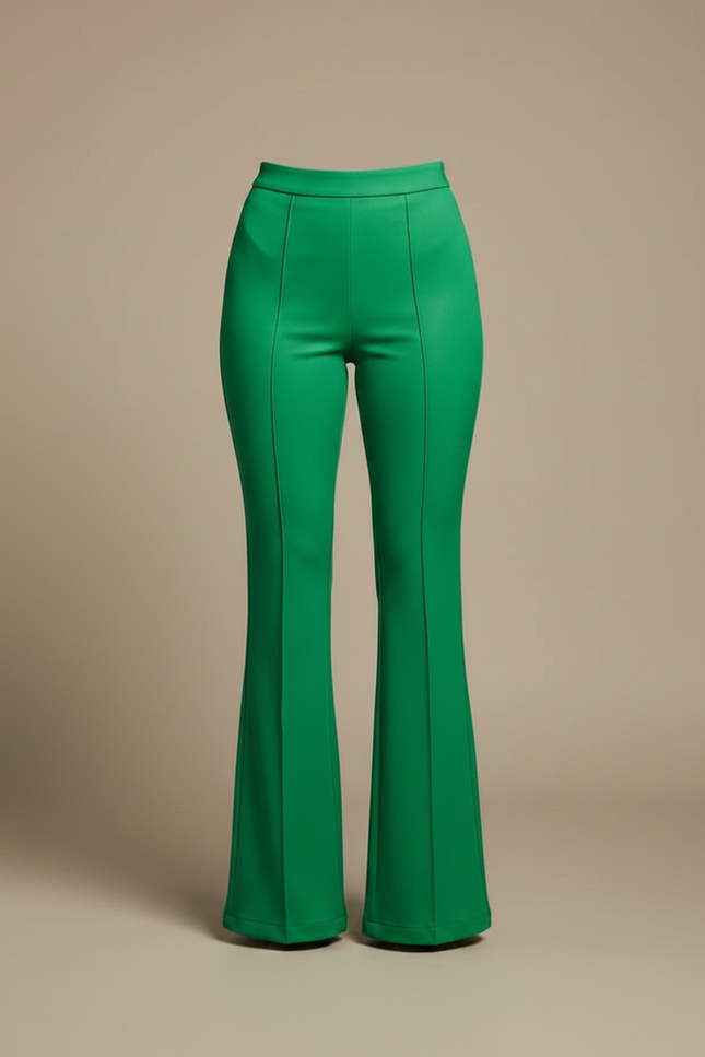Pantalon Patte D'Éléphant Vert Émeraude Taille Haute Élégant - Polyester - vue 3