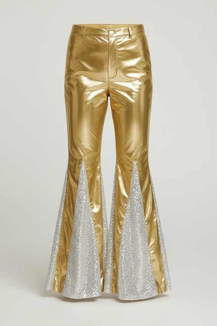 Pantalon Patte D'Éléphant Doré Métallique Paillettes Argentées Fille - Polyester - vue 3