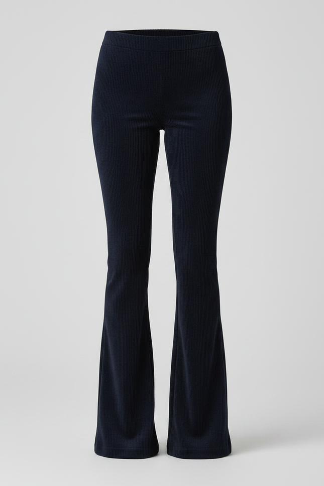Pantalon Patte D'Éléphant Bleu Marine Côtelé Confortable Femme - Cordé - vue 3