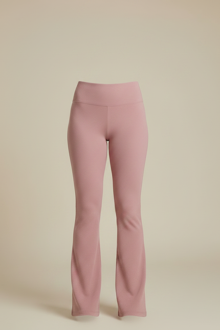 Pantalon Patte D'Éléphant Rose Évasé Confortable Taille Haute - Maille - vue 3
