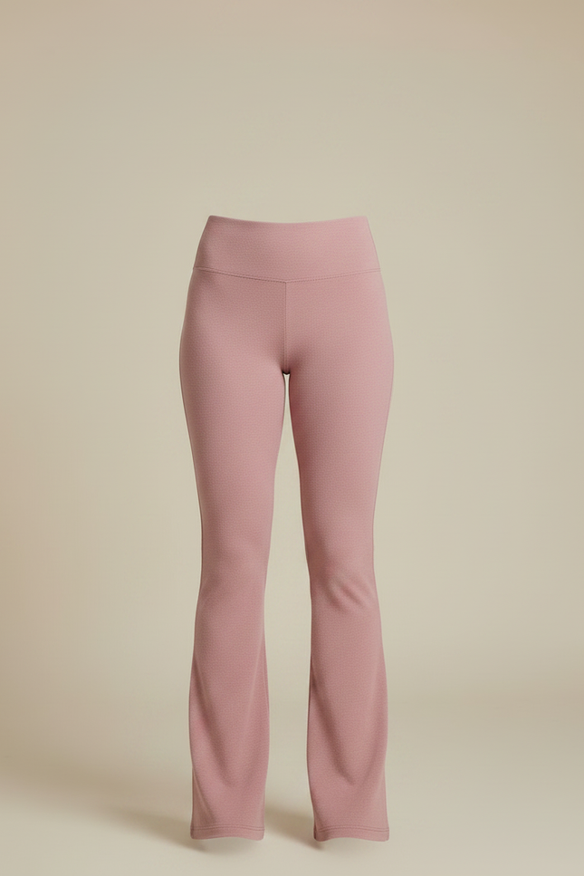 Pantalon Patte D'Éléphant Rose Évasé Confortable Taille Haute - Maille - vue 3