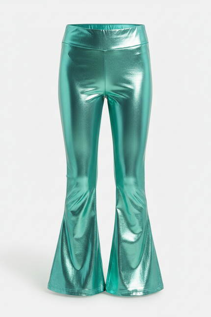 Pantalon Patte D'Éléphant Vert Métallique Brillant Évasé Enfant - Polyester - vue 3