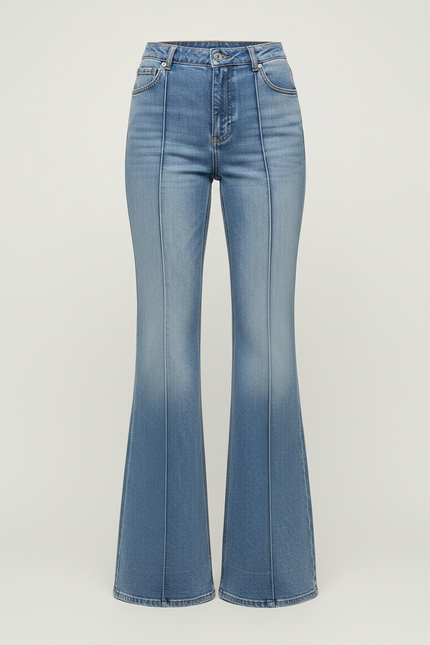 Pantalon Patte D'Éléphant Denim Bleu Clair Taille Haute Évasé - Jean - vue 3