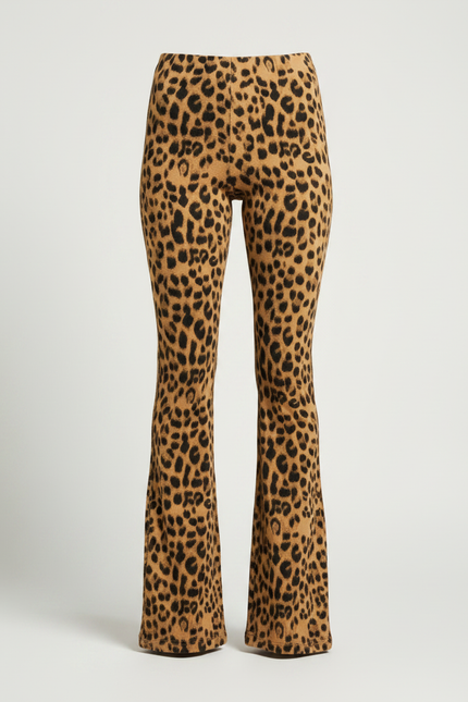 Pantalon Patte D'Éléphant Léopard Imprimé Taille Haute Élasthanne - Maille - vue 3