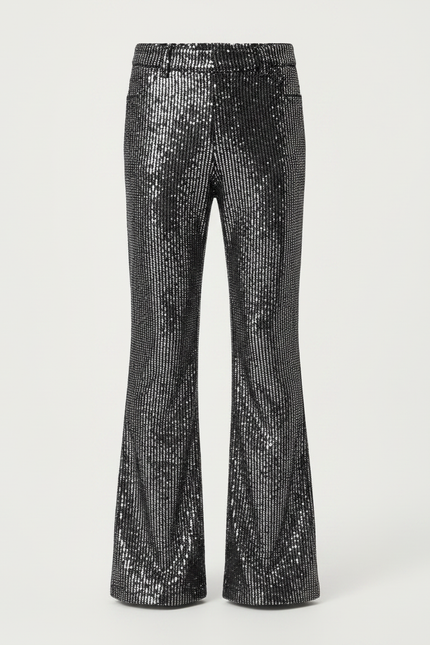 Pantalon Patte D'Éléphant Noir Paillettes Brillant Enfant Disco - Polyester - vue 3