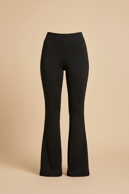 Pantalon Patte D'Éléphant Noir Taille Haute Stretch Élégant - Maille - vue 3