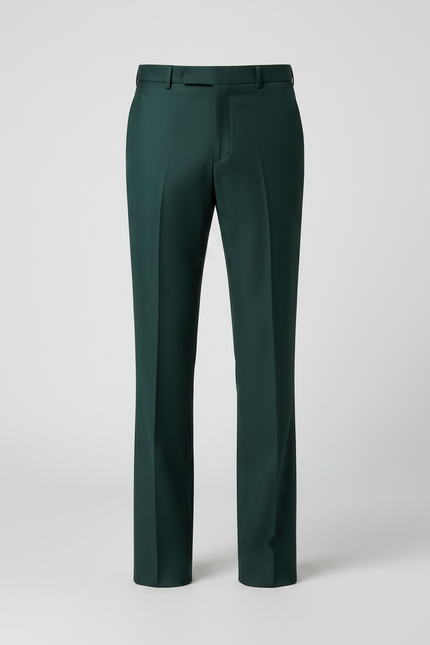 Pantalon Patte D'Éléphant Vert Émeraude Homme Élégant Ajusté - Gabardine - vue 3
