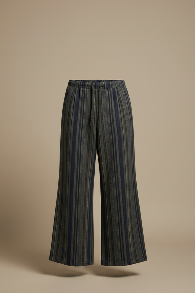 Pantalon Patte D'Éléphant Rayé Ample Décontracté Ethnique Chic - Multicolore Tweed - vue 3