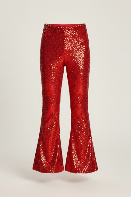 Pantalon Patte D'Éléphant Rouge Paillettes Flared Enfant - Polyester - vue 3