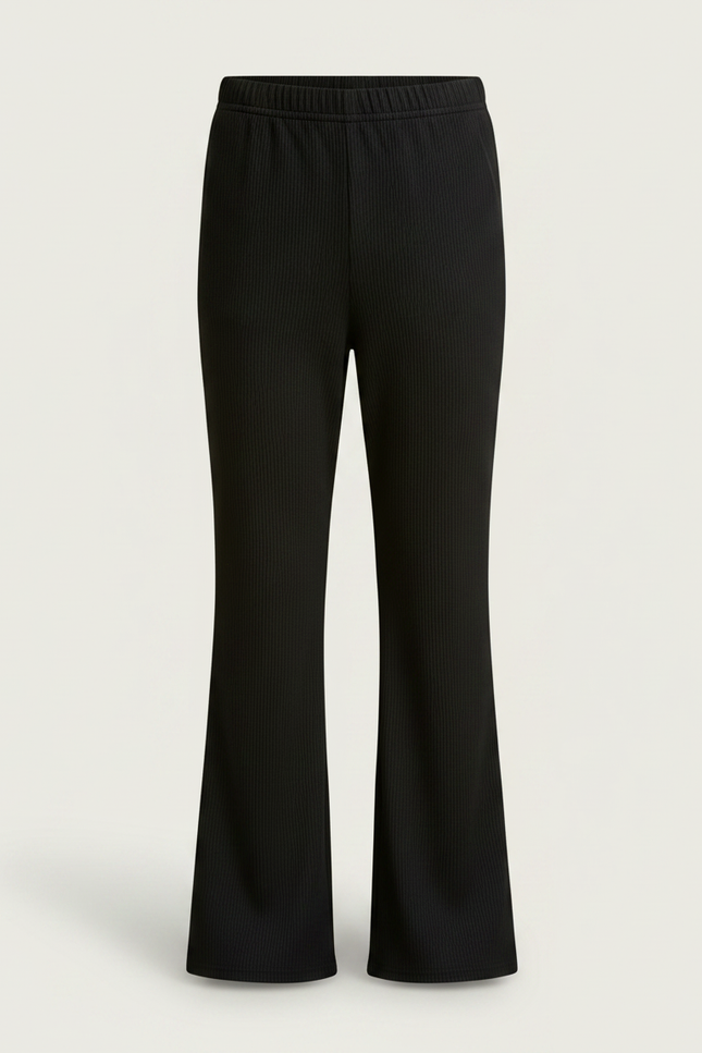 Pantalon Patte D'Éléphant Noir Côtelé Élastique Confortable Fille - Maille - vue 3