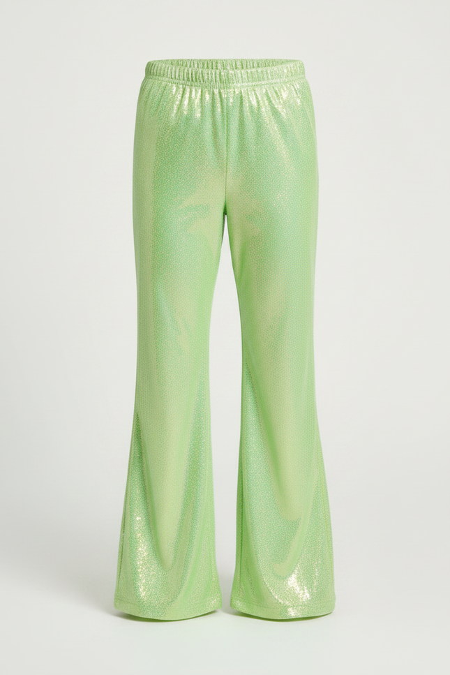 Pantalon Patte D'Éléphant Vert Brillant Holographique Enfant - Polyester - vue 3
