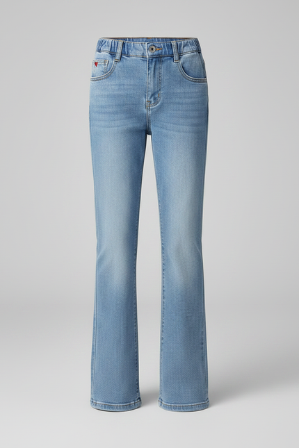 Pantalon Patte D'Éléphant Denim Clair Taille Haute Enfant - Bleu Jean - vue 3