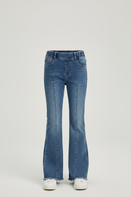 Pantalon Patte D'Éléphant Denim Évasé Confortable Fille Slim - Bleu Jean - vue 3